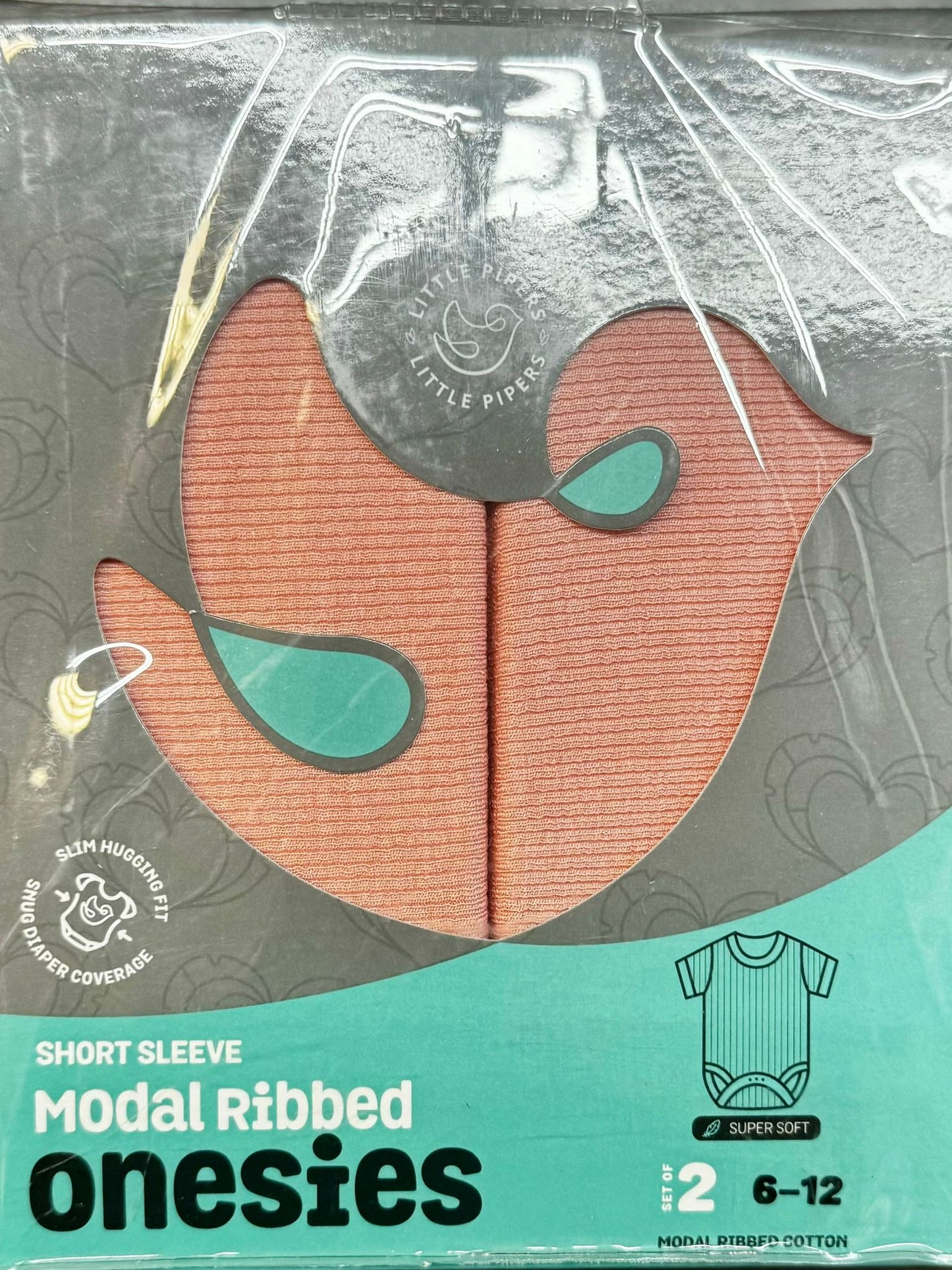 Little Pipers Modal Ribbed Onesies - 12-18 Months (2 pack)