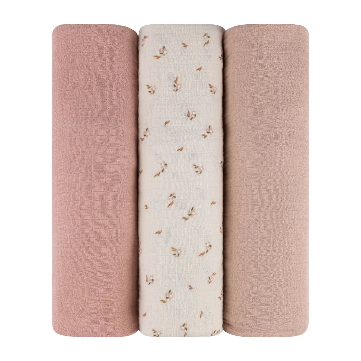 Ely's & Co 3 Pack Cotton Muslin Swaddle Blanket - Pink floral