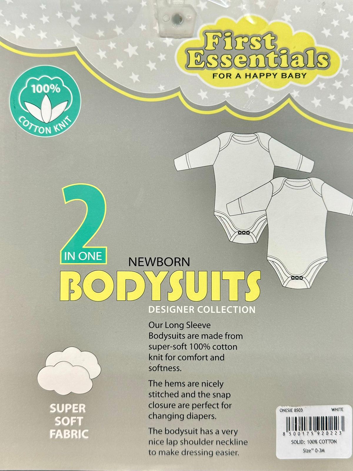 First Essentials Newborn Bodysuits (2 Pack)
