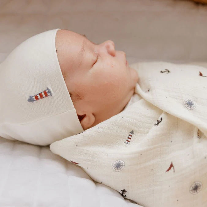 Ely's & Co 3 Pack Cotton Muslin Swaddle Blanket - Nautical Blue