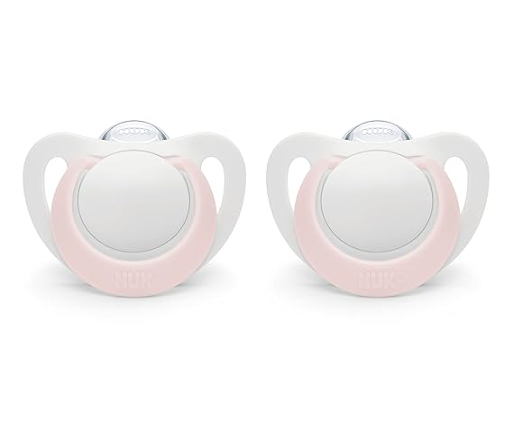 NUK, Orthodontic Pacifier, 0-2 Months, Pink, 2 Pack