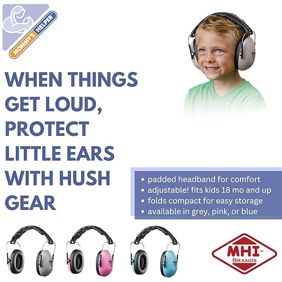 Mommy's Helper Hush Gear Noise Cancelling Headphones for Infants Ear Protection, Grey