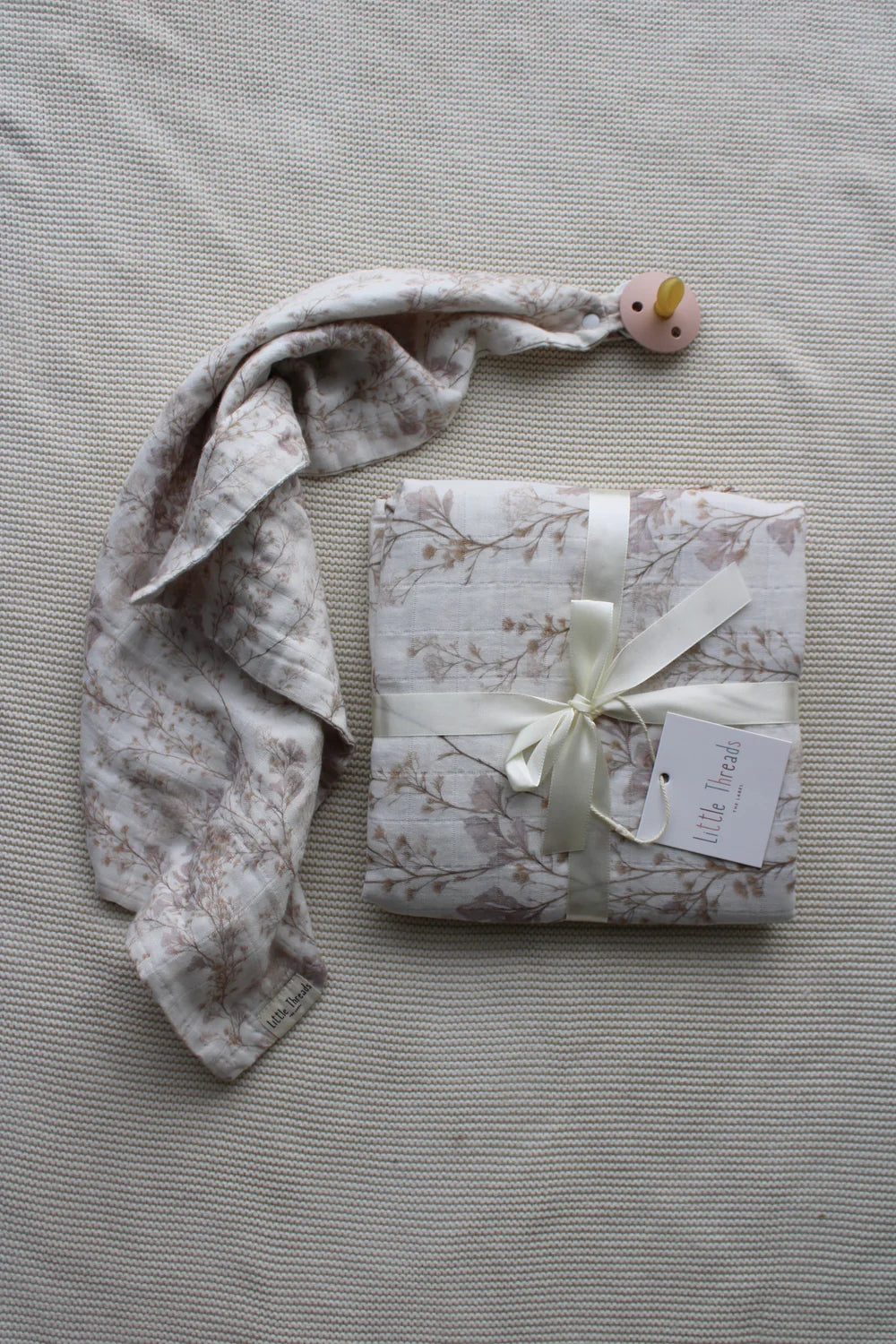 Bundle Delicate Neutral Branches Muslin Blanket and Lovey