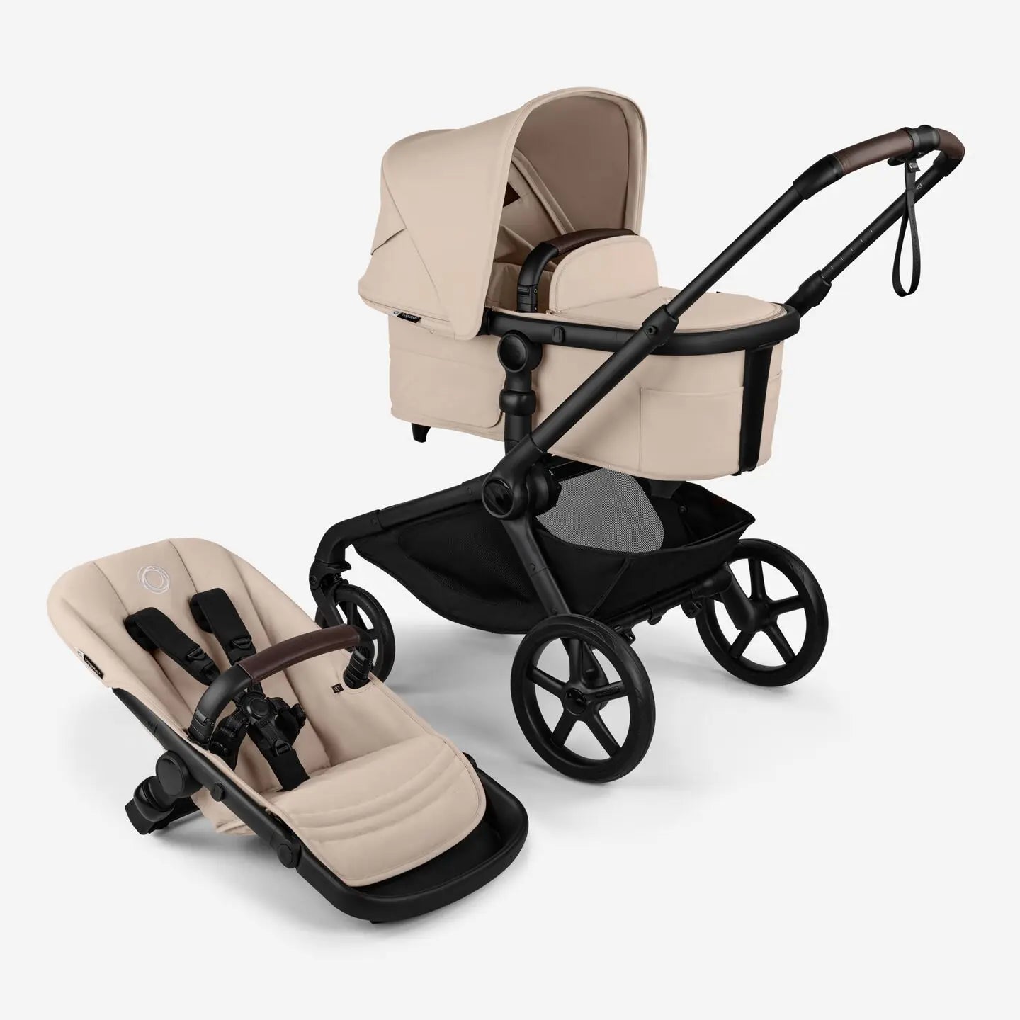 Bugaboo Kangaroo Single to Double Complete Stroller - BLACK/DESERT TAUPE