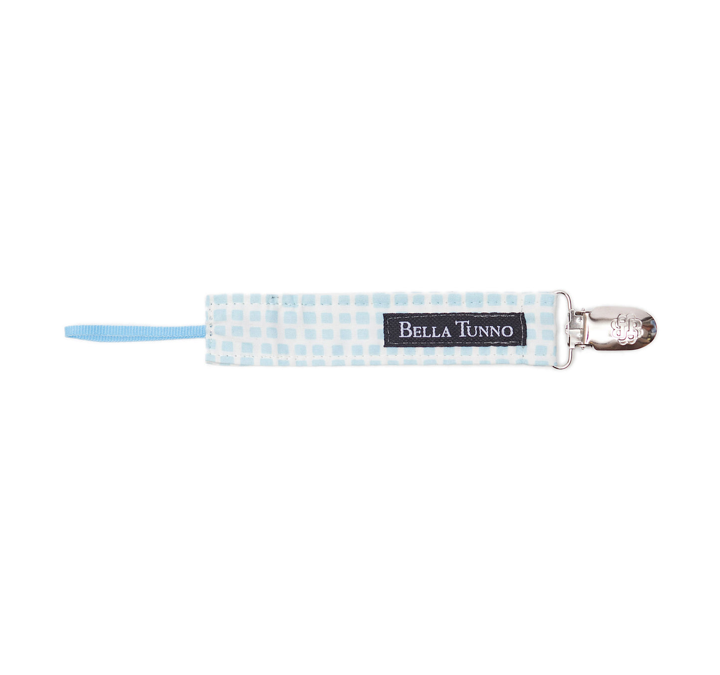 Fabric Pacifier Clip - Blue Squares