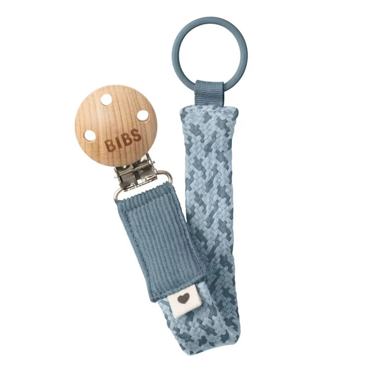 BIBS Braided Pacifier Clip - Baby Blue
