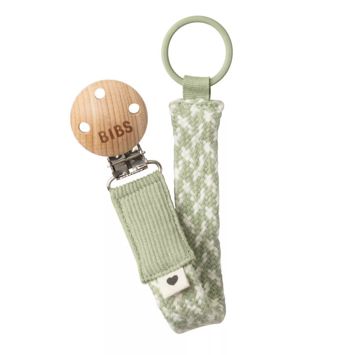 BIBS Braided Pacifier Clip - Sage/ Ivory