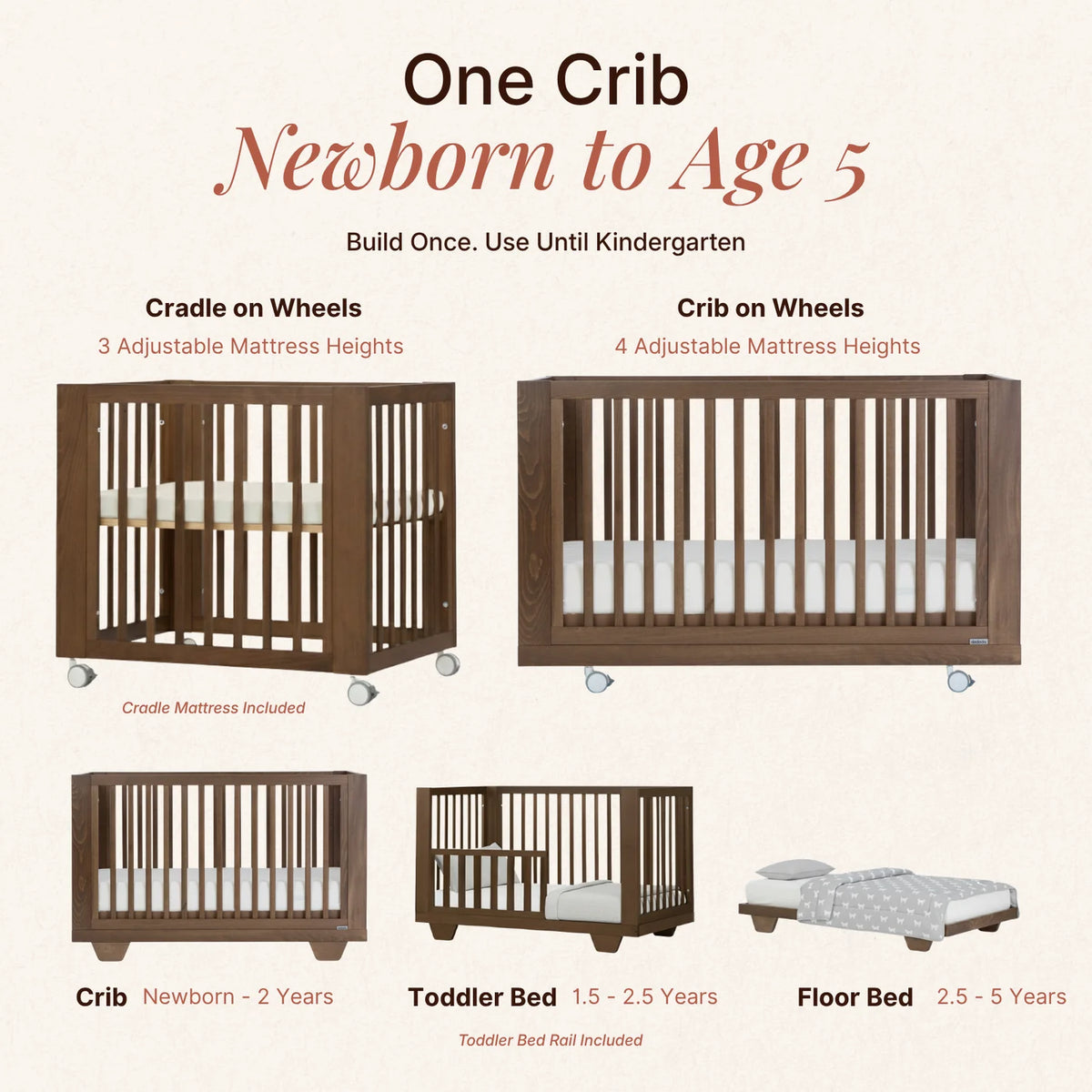 Spirit 8-in-1 Convertible Crib - Walnut