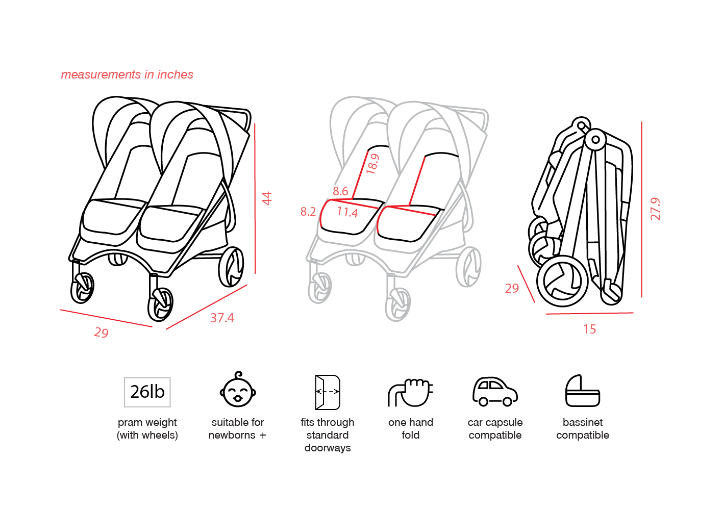 Valco Trend Duo Lightweight Double Stroller 2025