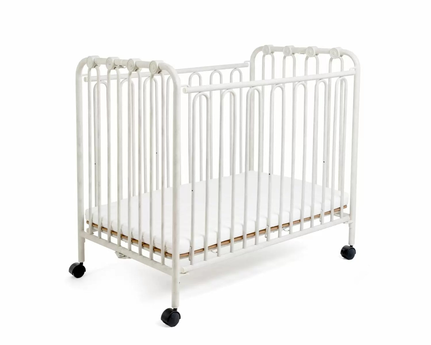 The Kingston Mini Wrought Iron Folding Crib - Vintage Ivory