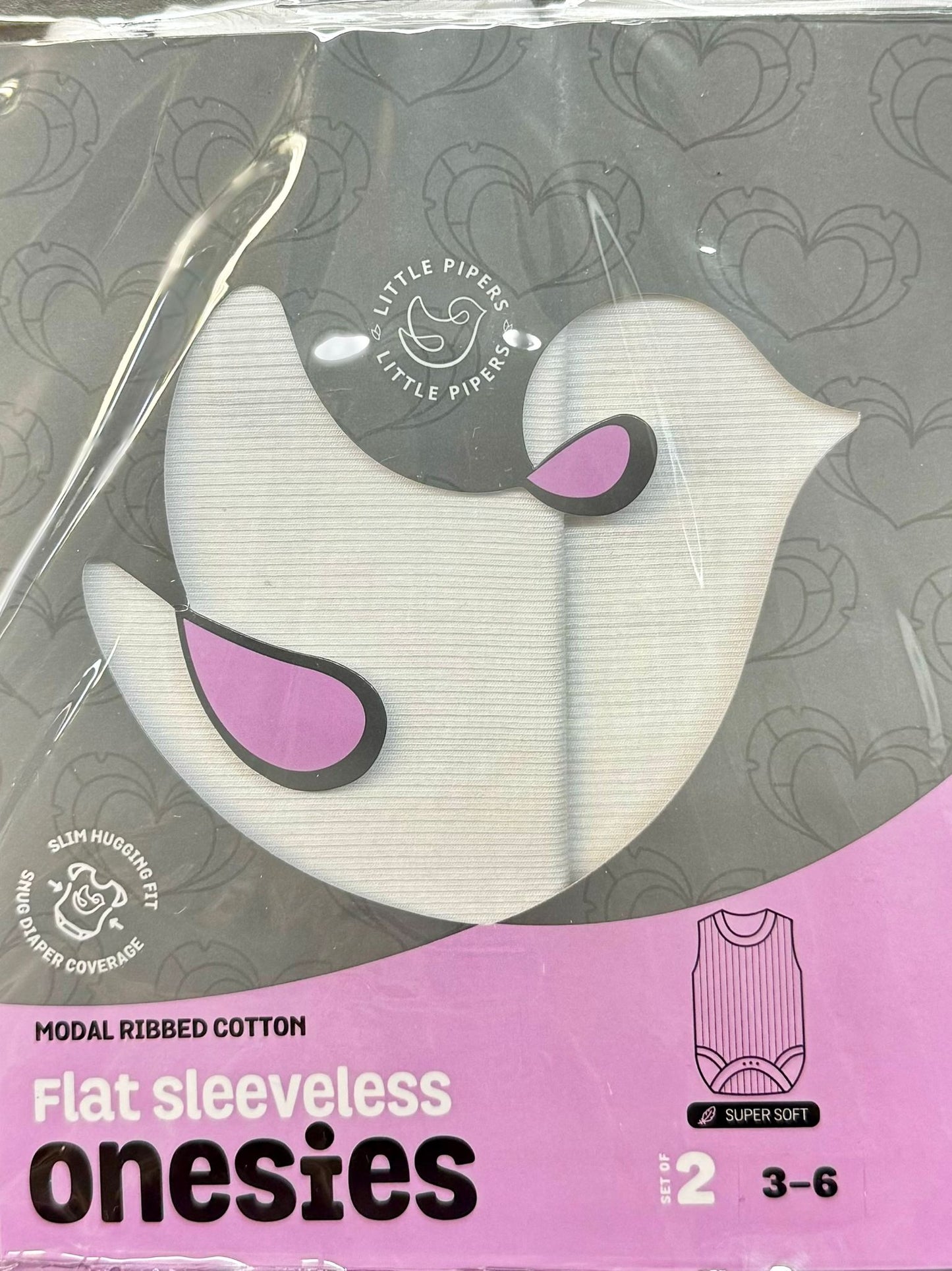 Little Pipers Flat Sleeveless Onesies (2 Pack)