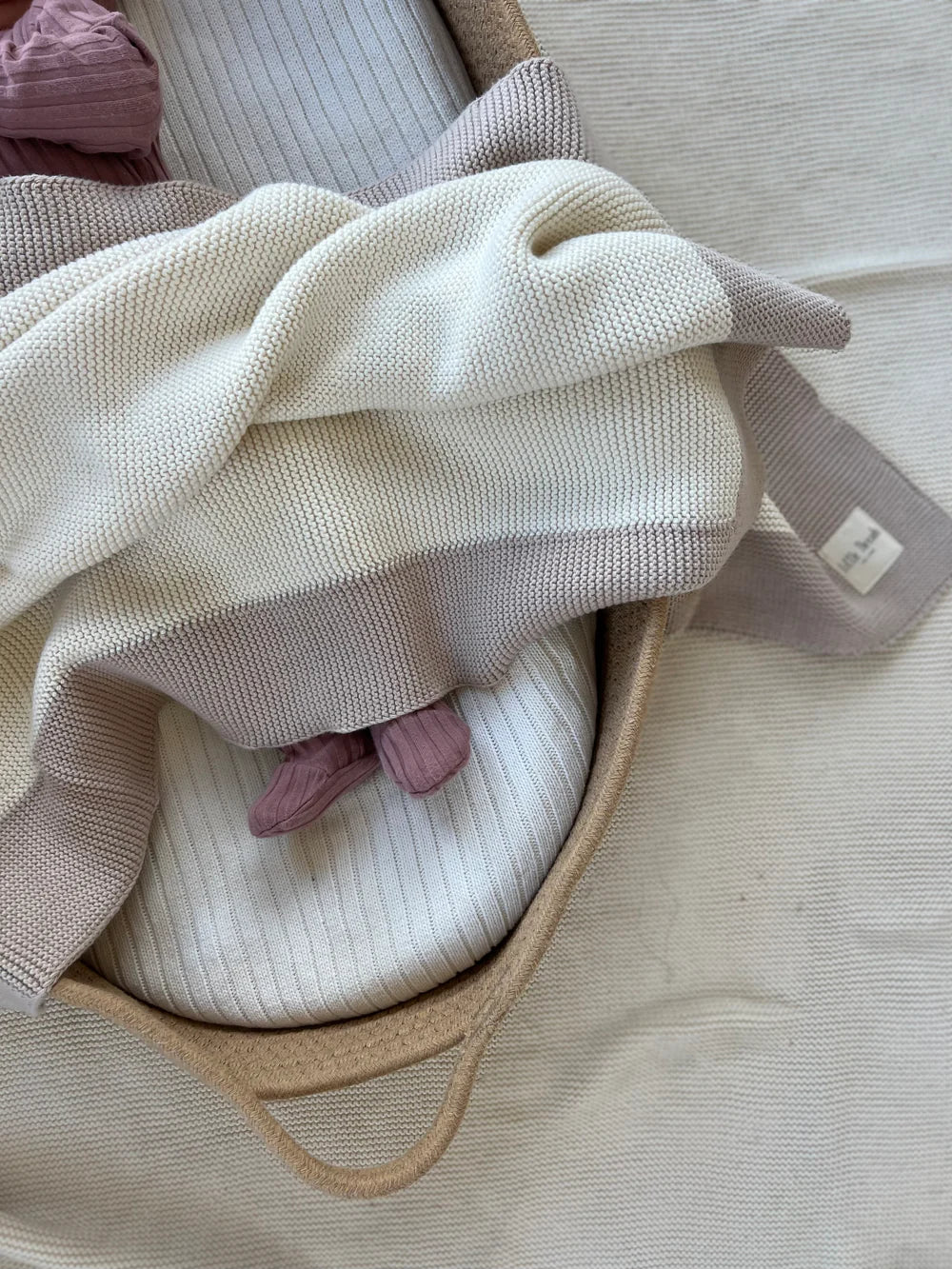 Neutral Border Knitted Cotton Blanket