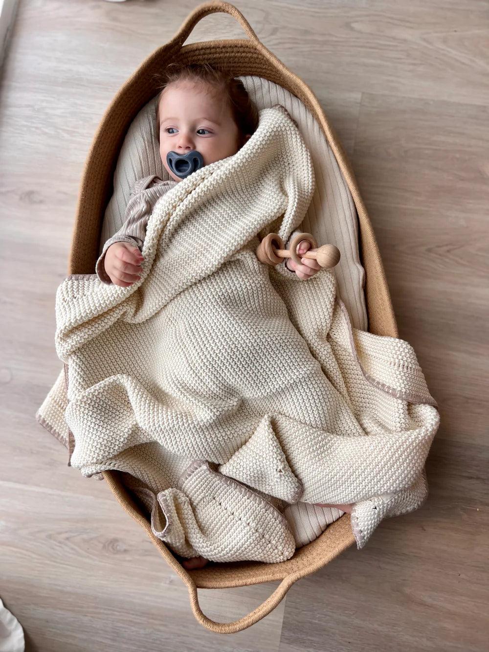 Oat Cream Knitted Cotton Blanket