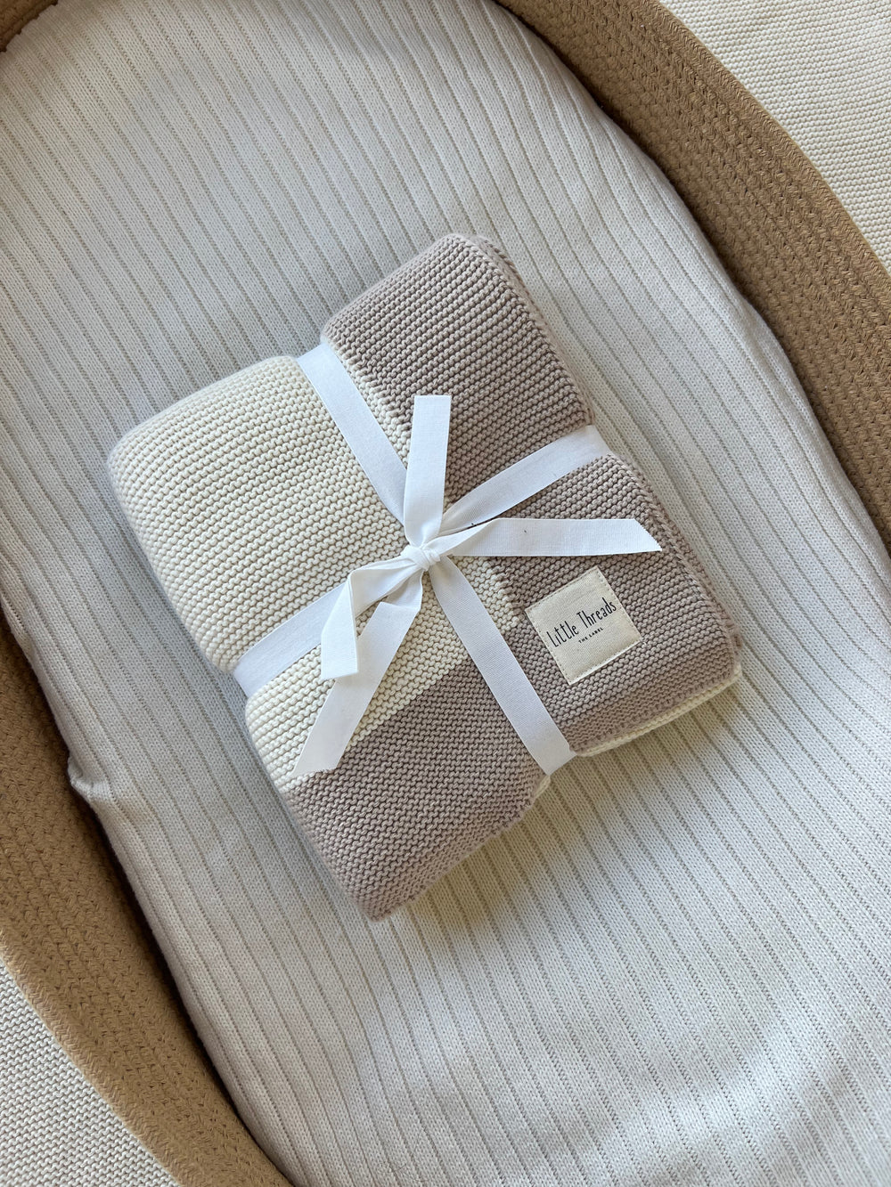 Neutral Border Knitted Cotton Blanket