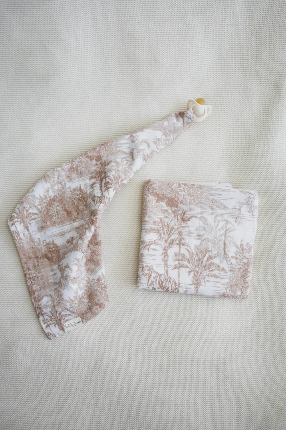 Bundle Neutral Jungle Toile Muslin Blanket and Lovey