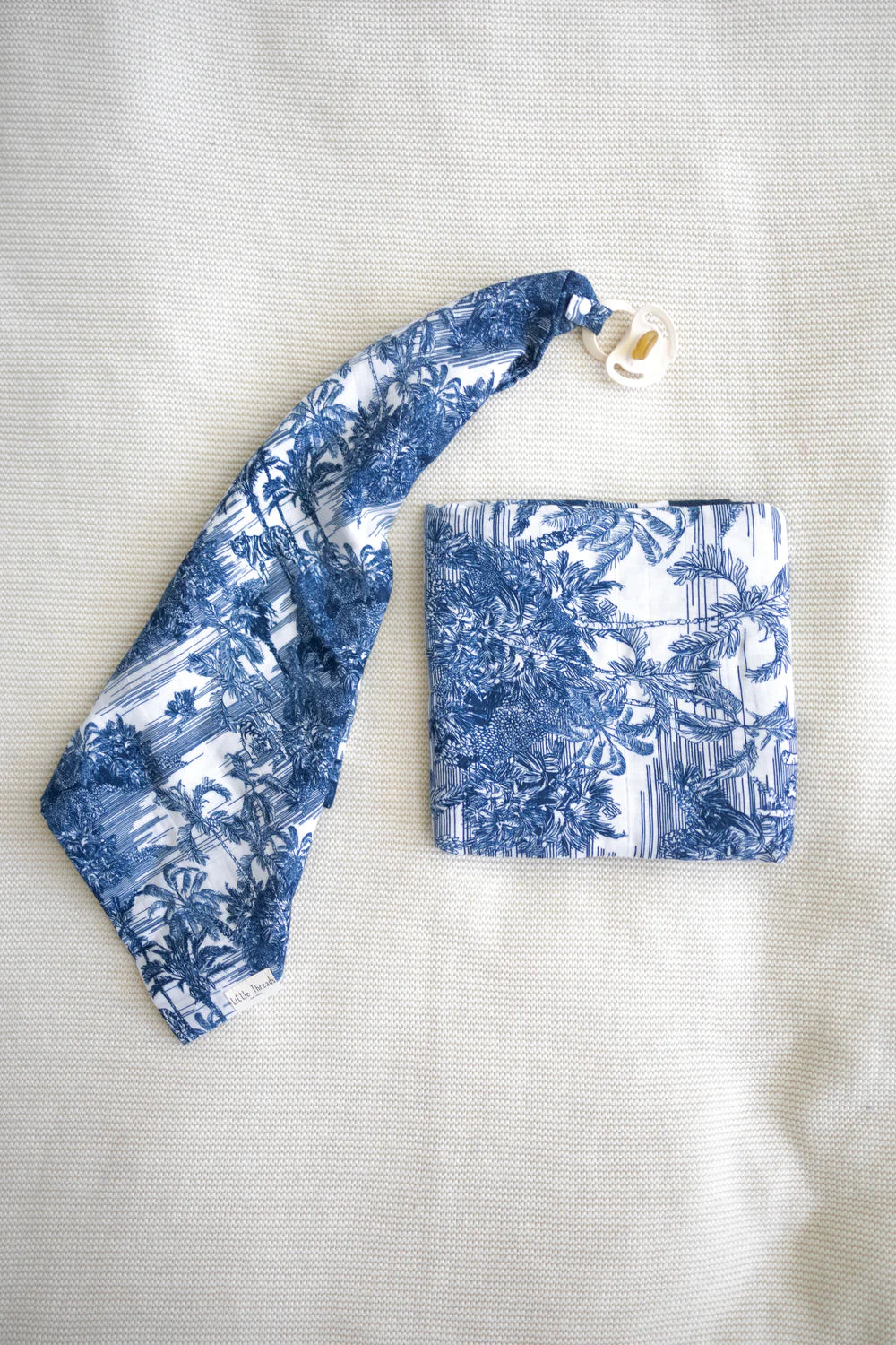 Bundle Blue Jungle Toile Muslin Blanket and Lovey