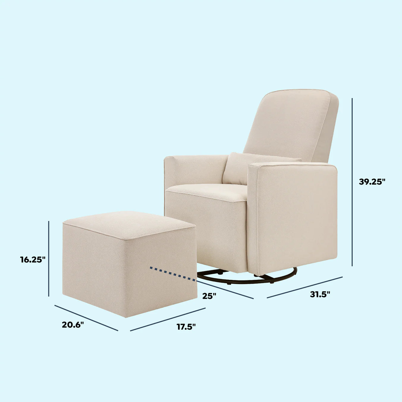 DaVinci Olive Glider and Ottoman - Cream