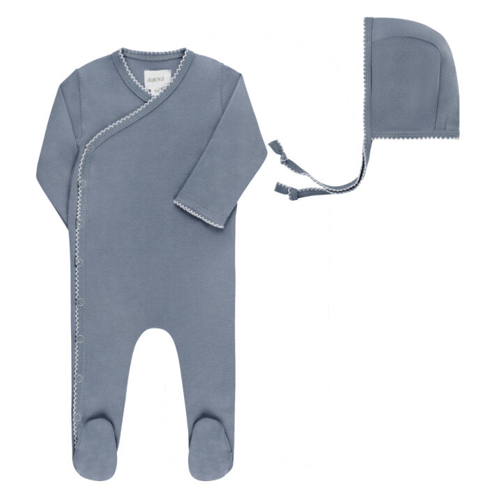 100% Cotton Stretchie + Matching Hat - Blue