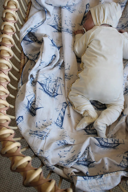 Nautical Sailor Dream Muslin Blanket