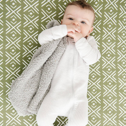 Stretchy Crib Sheets - Olive Mudcloth