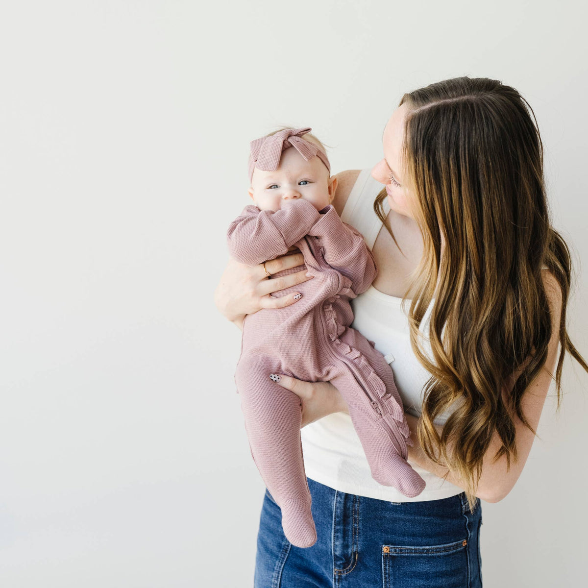 Stretchy Waffle Knit - Mulberry Bow