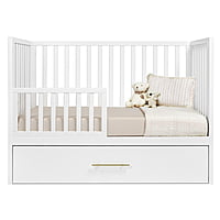 Crib with Trundle bed White 4-in-1