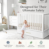 Crib with Trundle bed White 4-in-1