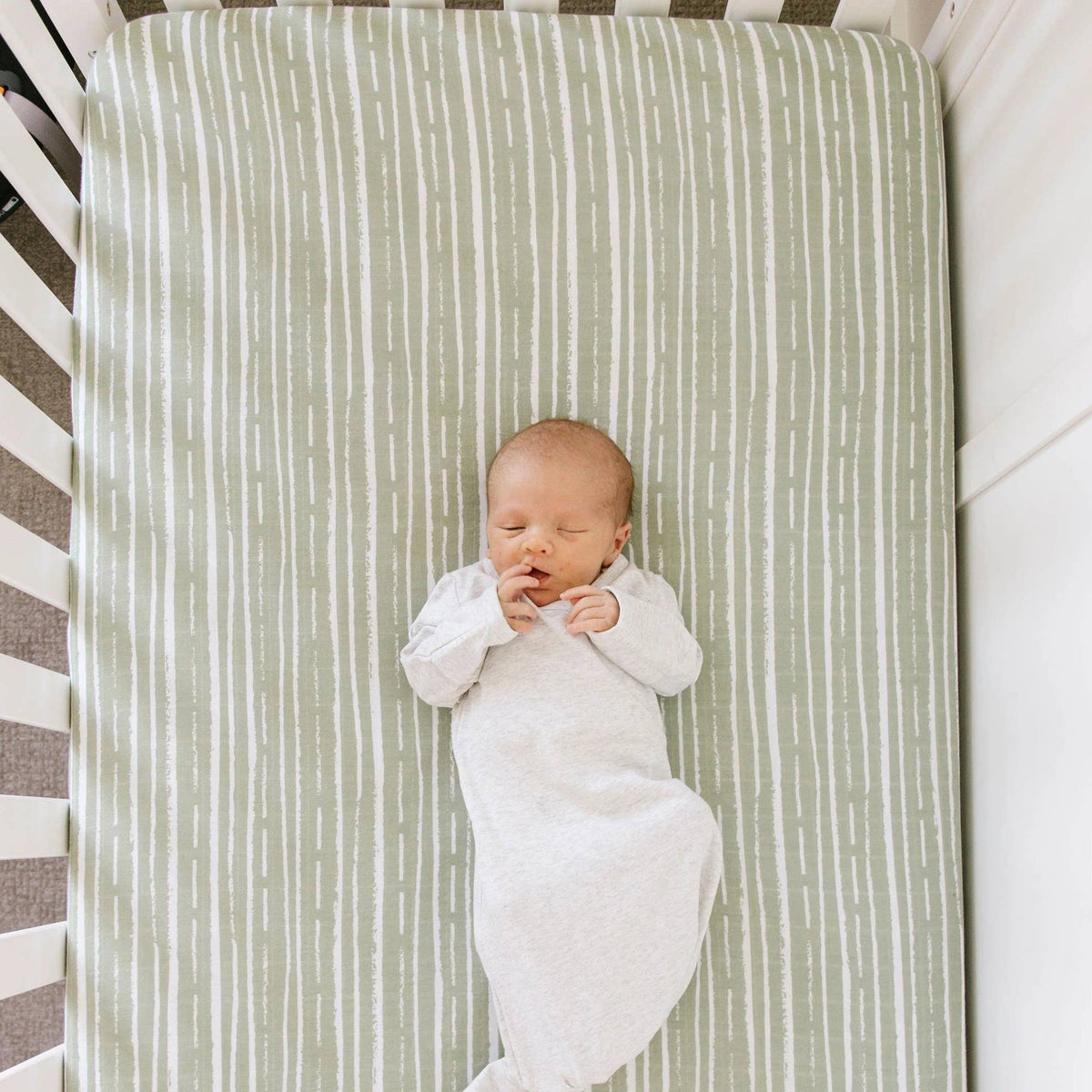 Cotton Muslin Crib Sheets - Forest Stripe