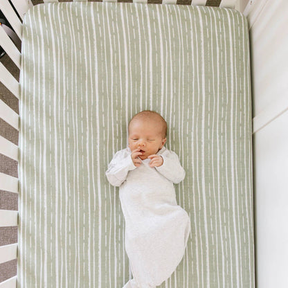 Cotton Muslin Crib Sheets - Forest Stripe