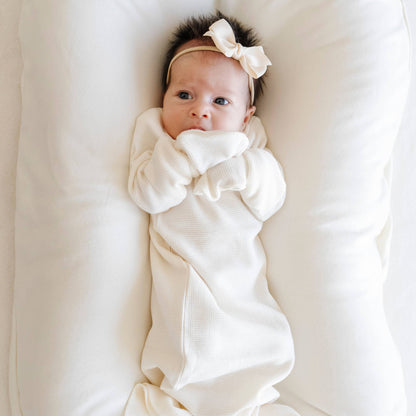 Stretchy Waffle Knit - Buttercream Knotted Gown