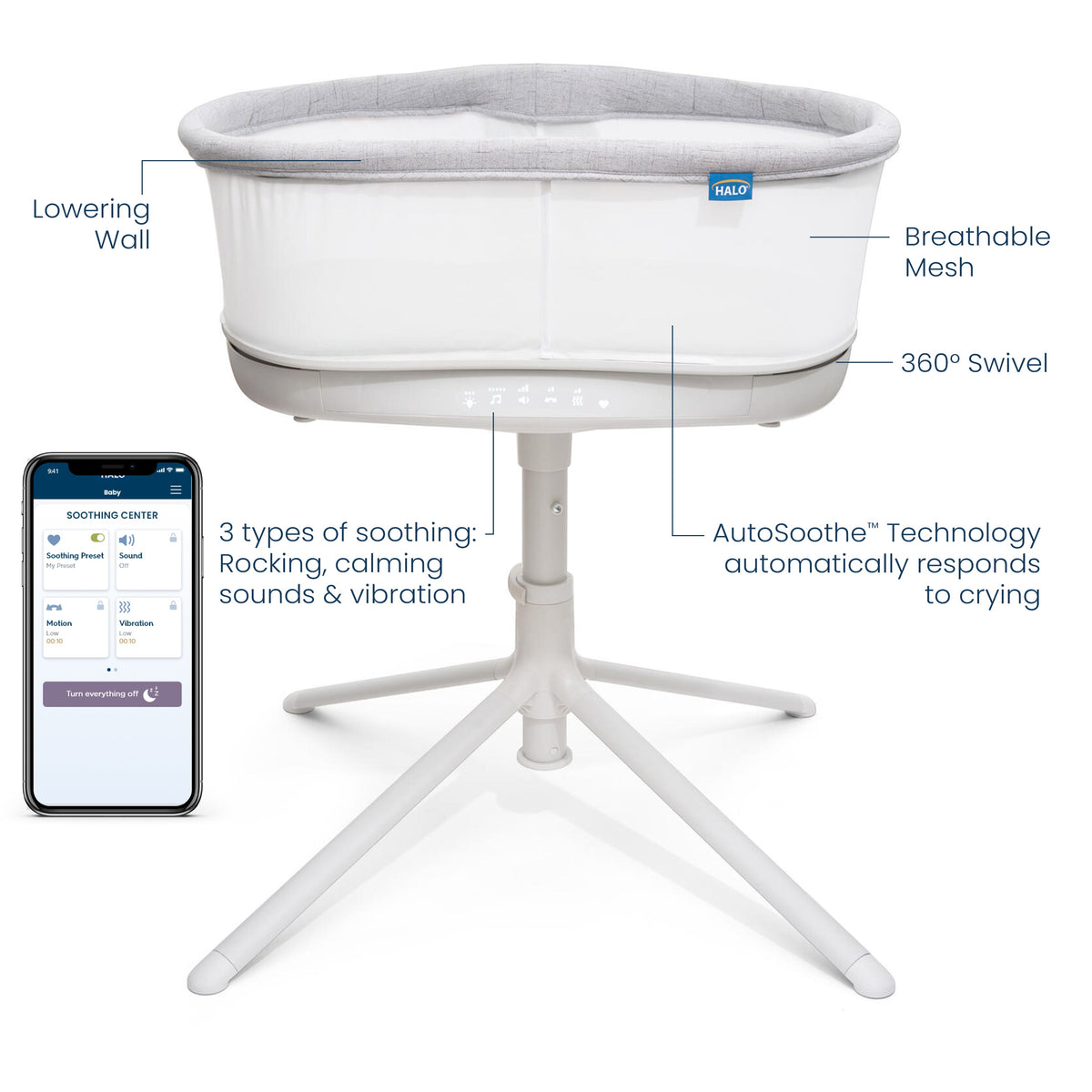 HALO BassiNest Connected 3.0 AutoSoothe