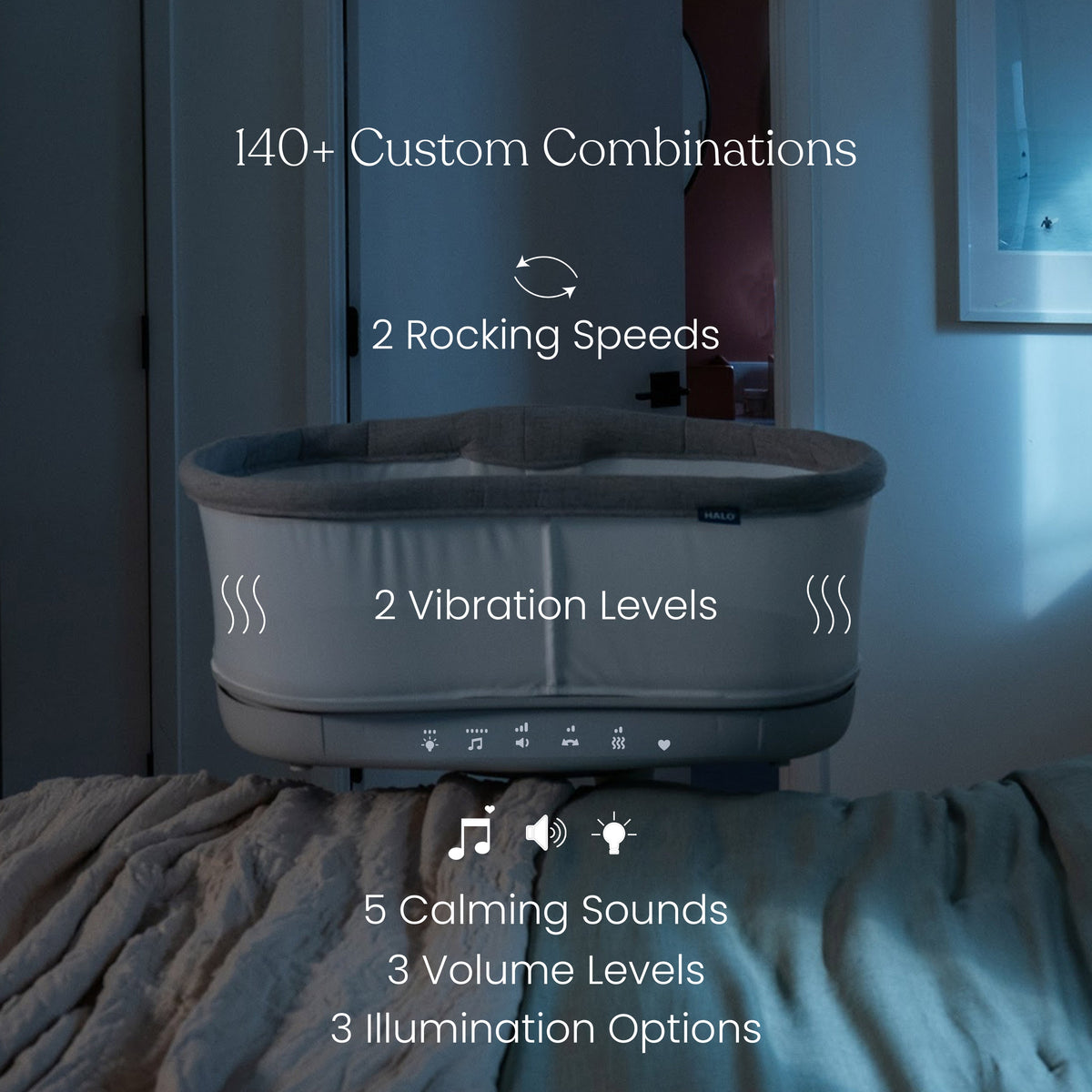 HALO BassiNest Connected 3.0 rocking and vibration