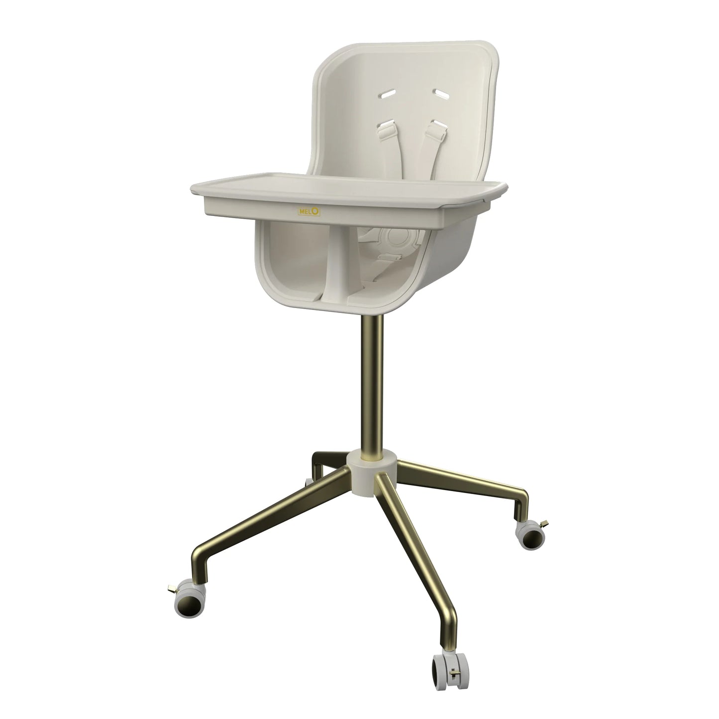 Melo Revel+ High Chair - White/Brushed Brass