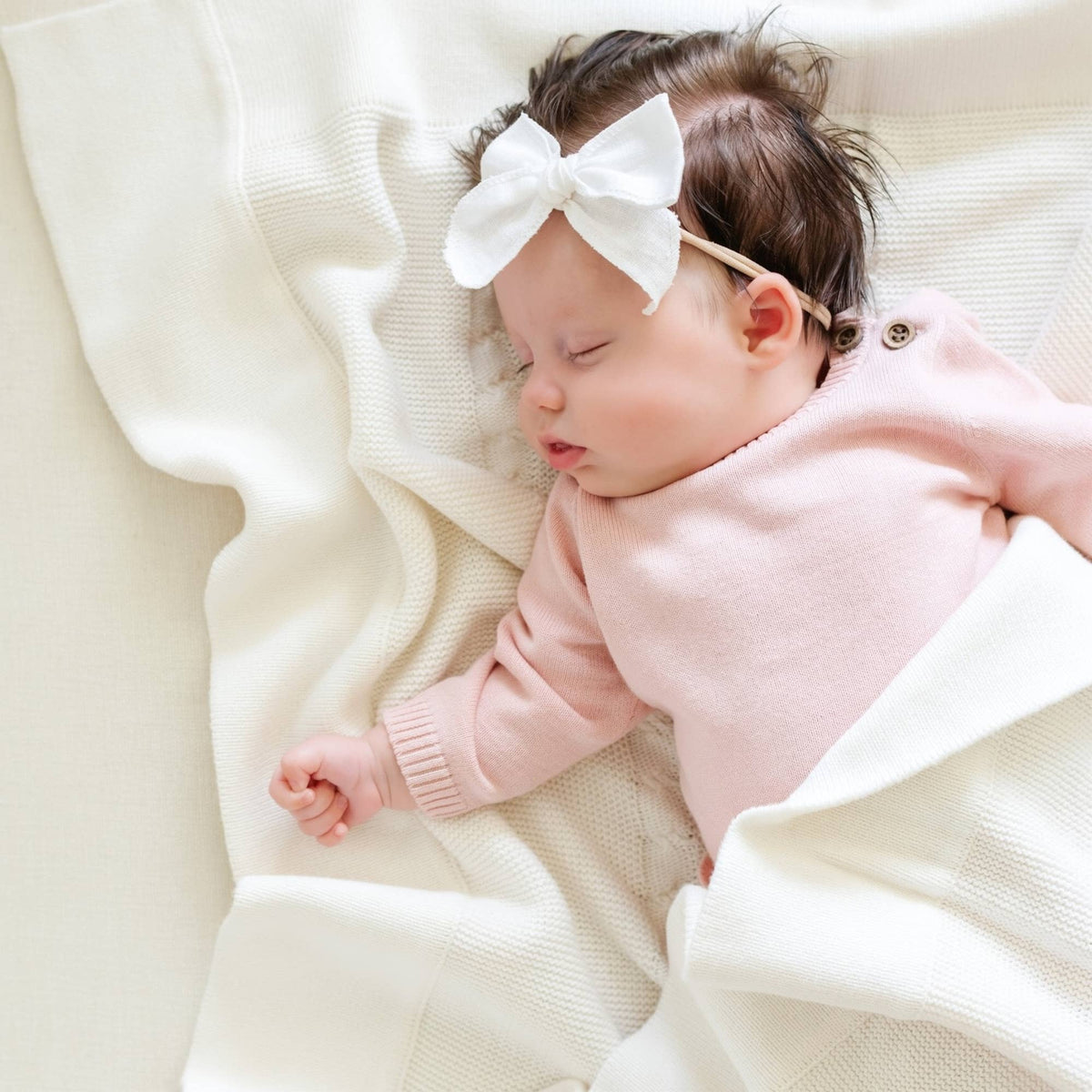 Heirloom Cotton Knit Receiving Blankets - Cream
