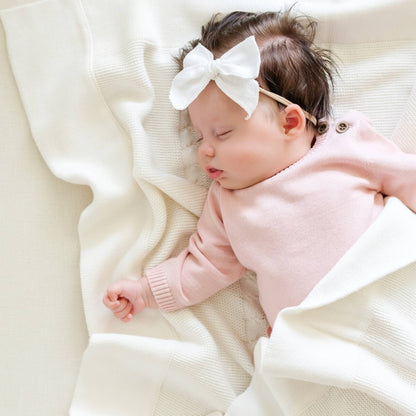 Heirloom Cotton Knit Receiving Blankets - Cream