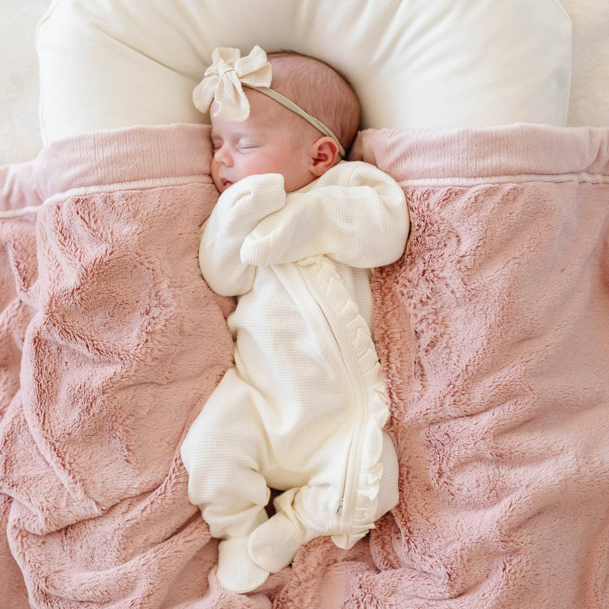 Stretchy Waffle Knit - Buttercream Ruffle Outfit