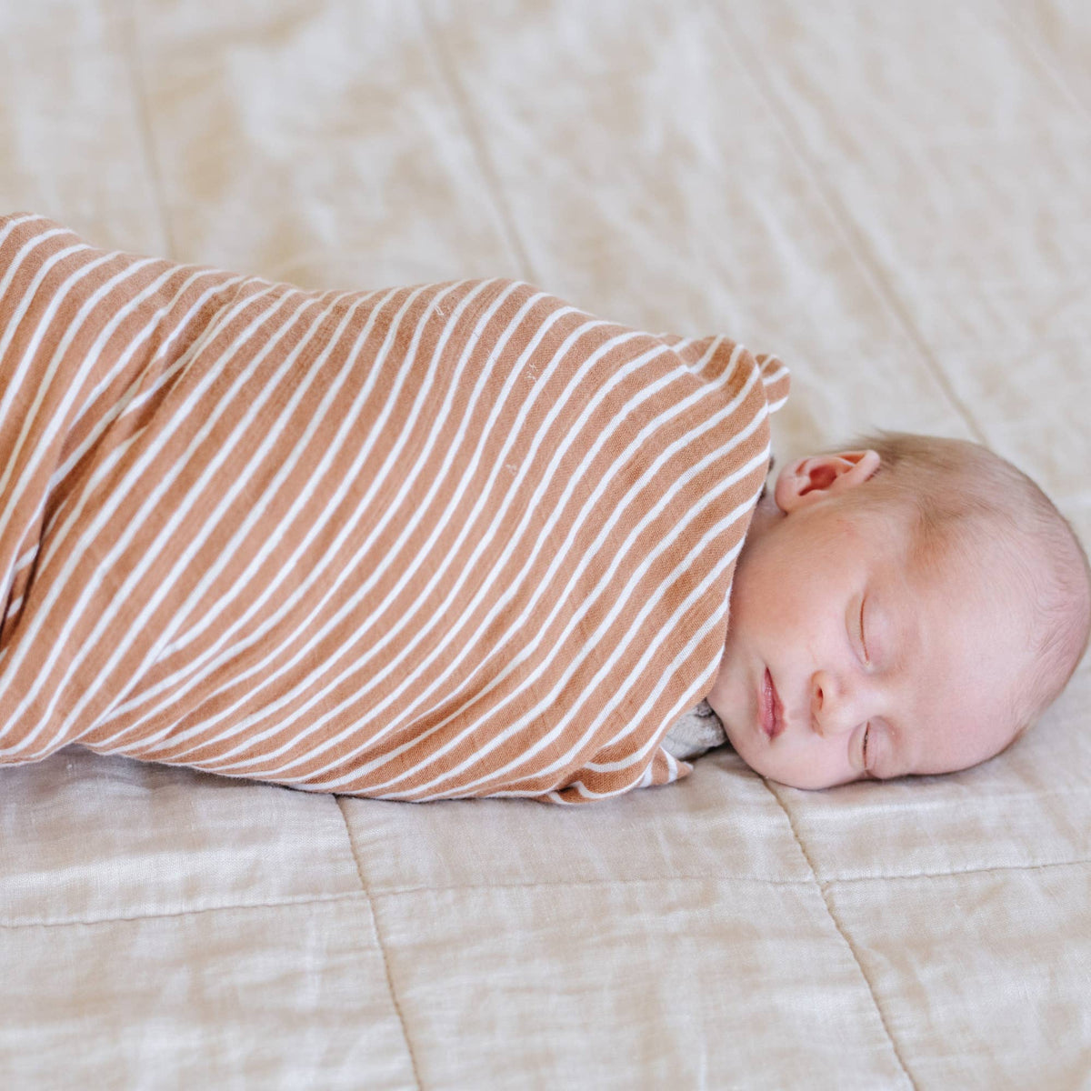 Bamboo Rayon Muslin Swaddles - By Hope Camel Stripe