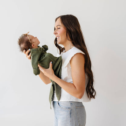Stretchy Waffle Knit - Loden Knotted Gown