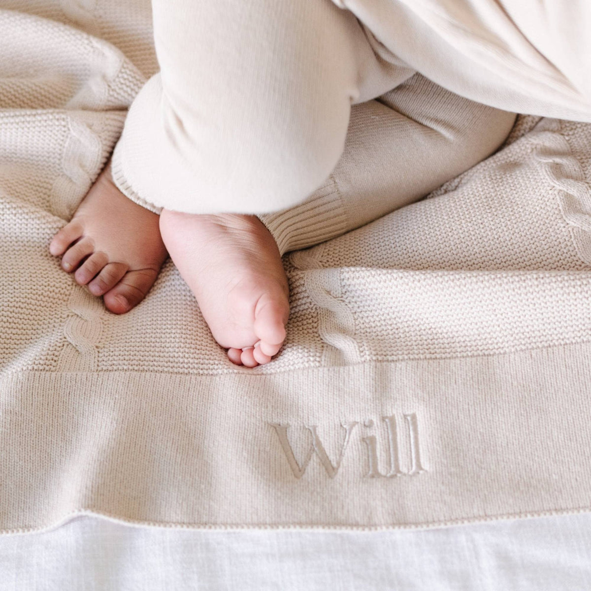 Heirloom Cotton Knit Receiving Blankets - Tan