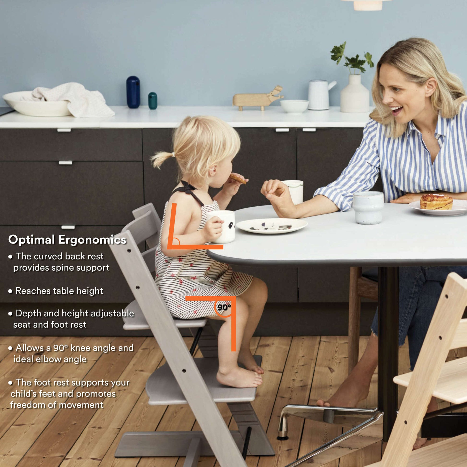 stokke storm grey tray Stokke Tripp Trapp High Chair² with Cushion + Tray, Warm Brown + Anthracite Cushion, Black Tray