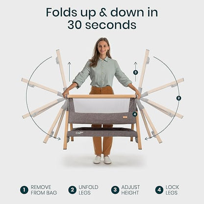 CoZee® 2-in-1 Baby Bassinet & Bedside Sleeper - Oak & Charcoal