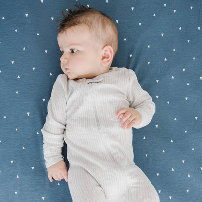 Stretchy Crib Sheets - Denim Triangle