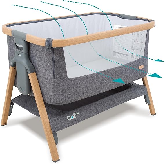 CoZee® 2-in-1 Baby Bassinet & Bedside Sleeper - Oak & Charcoal