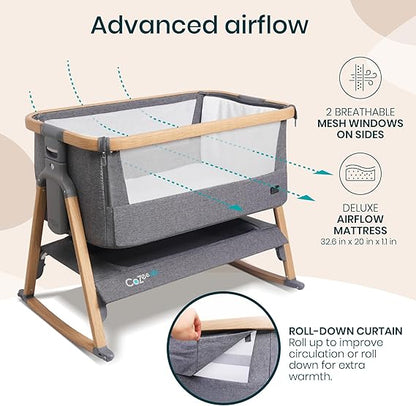 CoZee® Air Baby Bassinet & Bedside Sleeper - oat & charcoal
