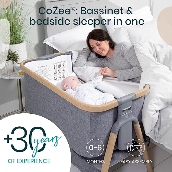 CoZee® 2-in-1 Baby Bassinet & Bedside Sleeper - Oak & Charcoal