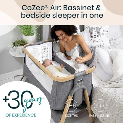 CoZee® Air Baby Bassinet & Bedside Sleeper - oat & charcoal