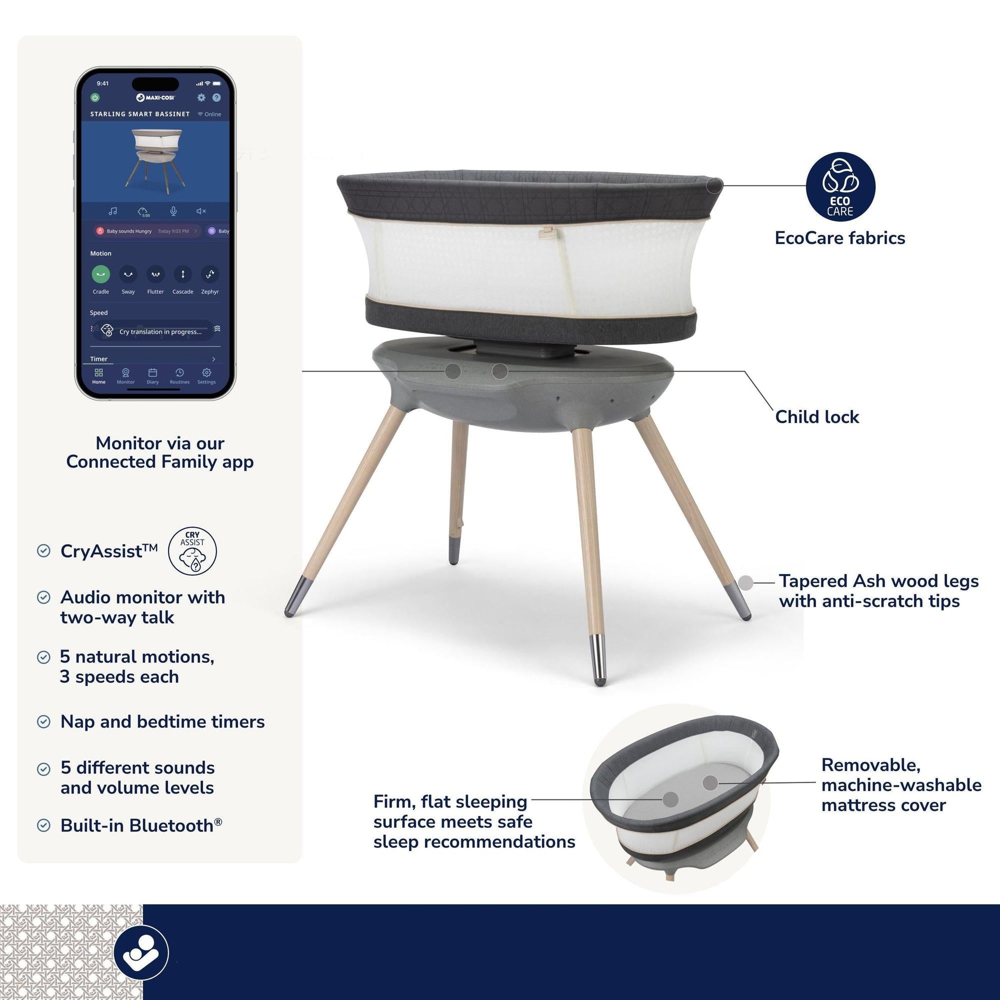 Maxi-Cosi Kindred Starling Smart Bassinet – Everything But The Baby