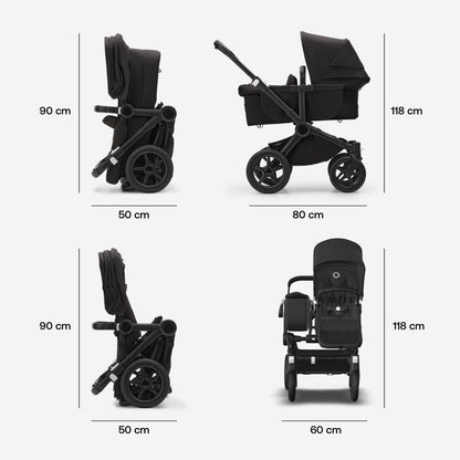 bugaboo fox 2 dimensions Donkey 5 Twin Stroller Complete Black / Black / Black