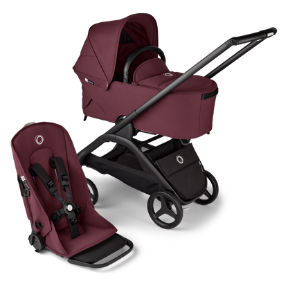 Bugaboo Dragonfly seat and bassinet complete - BLACK/DARK CHERRY/DARK CHERRY