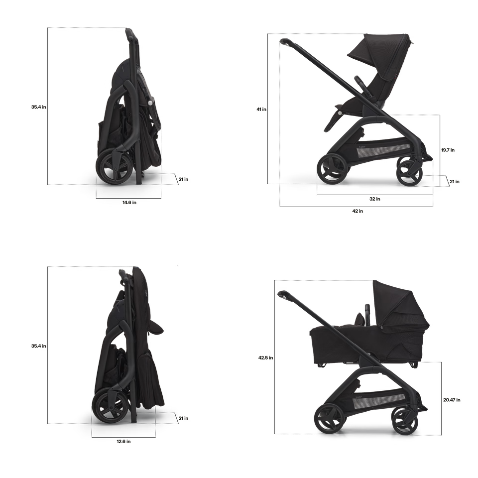 Bugaboo Dragonfly seat and bassinet complete - BLACK/DARK CHERRY/DARK CHERRY